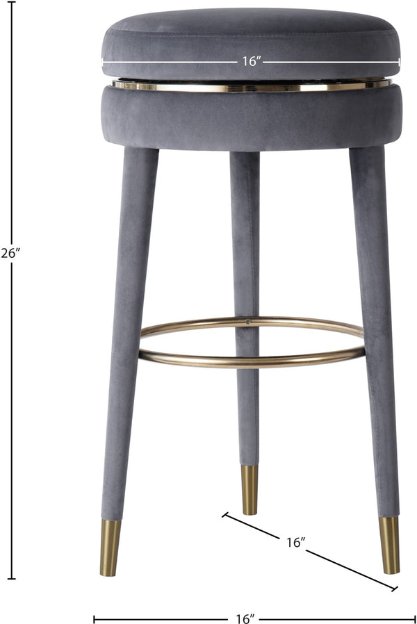 Coral Velvet / Engineered Wood / Metal / Foam Contemporary Grey Velvet Counter Stool - 17" W x 17" D x 26" H