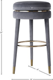 Coral Velvet / Engineered Wood / Metal / Foam Contemporary Grey Velvet Counter Stool - 17" W x 17" D x 26" H