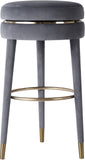 Coral Velvet / Engineered Wood / Metal / Foam Contemporary Grey Velvet Counter Stool - 17" W x 17" D x 26" H