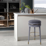 Coral Velvet / Engineered Wood / Metal / Foam Contemporary Grey Velvet Counter Stool - 17" W x 17" D x 26" H