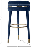 Coral Velvet / Engineered Wood / Metal / Foam Contemporary Navy Velvet Counter Stool - 17" W x 17" D x 26" H