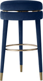 Coral Velvet / Engineered Wood / Metal / Foam Contemporary Navy Velvet Counter Stool - 17" W x 17" D x 26" H