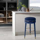 Coral Velvet / Engineered Wood / Metal / Foam Contemporary Navy Velvet Counter Stool - 17" W x 17" D x 26" H