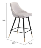 English Elm EE2641 100% Polyester, Plywood, Steel Modern Commercial Grade Counter Chair Gray, Black, Gold 100% Polyester, Plywood, Steel