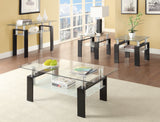 Modern Tempered Glass End Table with Shelf Black