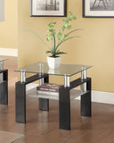 Modern Tempered Glass End Table with Shelf Black