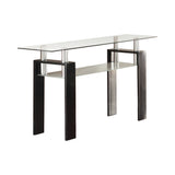 Modern Tempered Glass Sofa Table with Shelf Black