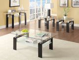 Modern Tempered Glass Sofa Table with Shelf Black