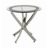 Modern Glass Top End Table Chrome and Black