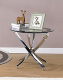 Modern Glass Top End Table Chrome and Black