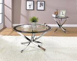 Modern Glass Top Coffee Table Chrome and Black