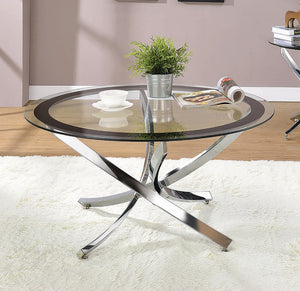 Modern Glass Top Coffee Table Chrome and Black