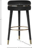 Coral Velvet / Engineered Wood / Metal / Foam Contemporary Black Velvet Bar Stool - 18.5" W x 18.5" D x 30" H