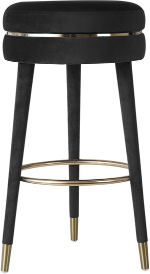 Coral Velvet / Engineered Wood / Metal / Foam Contemporary Black Velvet Bar Stool - 18.5" W x 18.5" D x 30" H