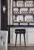 Coral Velvet / Engineered Wood / Metal / Foam Contemporary Black Velvet Bar Stool - 18.5" W x 18.5" D x 30" H