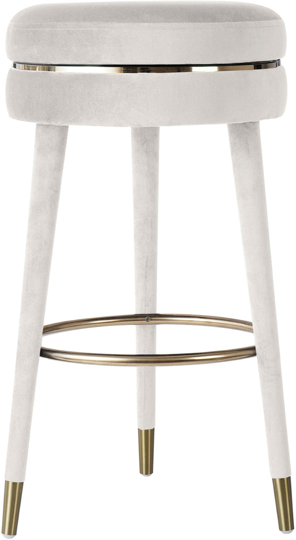Coral Velvet / Engineered Wood / Metal / Foam Contemporary Cream Velvet Bar Stool - 18.5" W x 18.5" D x 30" H
