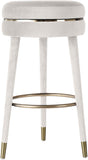 Coral Velvet / Engineered Wood / Metal / Foam Contemporary Cream Velvet Bar Stool - 18.5" W x 18.5" D x 30" H