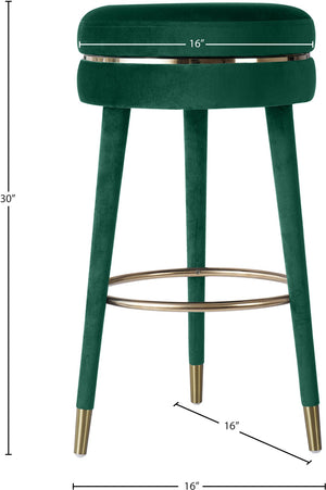 Coral Velvet / Engineered Wood / Metal / Foam Contemporary Green Velvet Bar Stool - 18.5" W x 18.5" D x 30" H