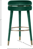 Coral Velvet / Engineered Wood / Metal / Foam Contemporary Green Velvet Bar Stool - 18.5" W x 18.5" D x 30" H