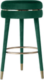 Coral Velvet / Engineered Wood / Metal / Foam Contemporary Green Velvet Bar Stool - 18.5" W x 18.5" D x 30" H