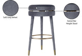 Coral Velvet / Engineered Wood / Metal / Foam Contemporary Grey Velvet Bar Stool - 18.5" W x 18.5" D x 30" H