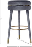 Coral Velvet / Engineered Wood / Metal / Foam Contemporary Grey Velvet Bar Stool - 18.5" W x 18.5" D x 30" H