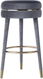 Coral Velvet / Engineered Wood / Metal / Foam Contemporary Grey Velvet Bar Stool - 18.5" W x 18.5" D x 30" H