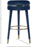 Coral Velvet / Engineered Wood / Metal / Foam Contemporary Navy Velvet Bar Stool - 18.5" W x 18.5" D x 30" H