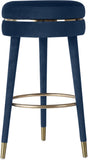 Coral Velvet / Engineered Wood / Metal / Foam Contemporary Navy Velvet Bar Stool - 18.5" W x 18.5" D x 30" H