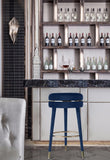 Coral Velvet / Engineered Wood / Metal / Foam Contemporary Navy Velvet Bar Stool - 18.5" W x 18.5" D x 30" H