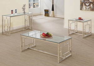 Contemporary Square Tempered Glass Top End Table Nickel