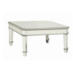 Cassandra Contemporary Square Beveled Top Coffee Table Silver