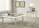 Cassandra Contemporary Square Beveled Top Coffee Table Silver