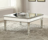 Cassandra Contemporary Square Beveled Top Coffee Table Silver