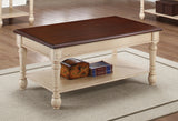 Traditional Rectangular Coffee Table Dark Cherry and Antique White