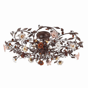 Cristallo Fiore 38'' Wide 6-Light Flush Mount - Deep Rust