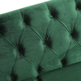 Noble House Knouff Modern Glam Tufted Velvet 3 Seater Sofa, Emerald and Dark Brown 