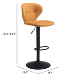 Zuo Modern Salem 100% Polyester, Plywood, Steel Modern Commercial Grade Barstool Yellow, Black 100% Polyester, Plywood, Steel