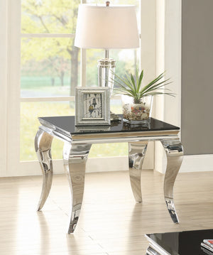 Contemporary Square End Table Chrome and Black