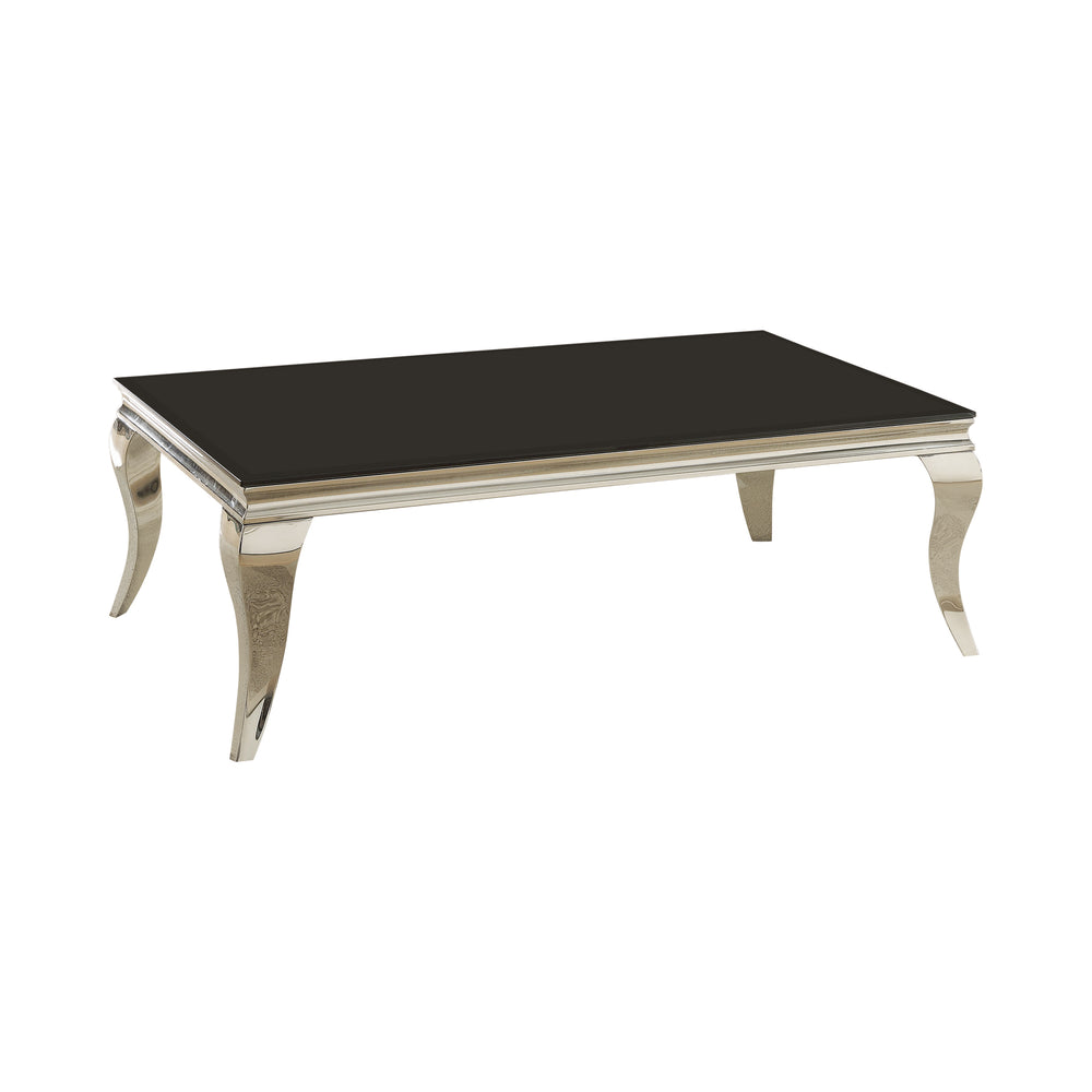 Contemporary Black Coffee Table with Chrome Queen Anne Legs - Modern Elegance for Your Home