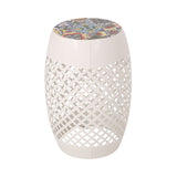 Rucker Indoor Lace Cut Side Table with Tile Top