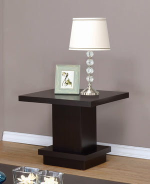 Modern Pedestal Square End Table Cappuccino