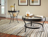 Traditional Round Glass Top Coffee Table Black