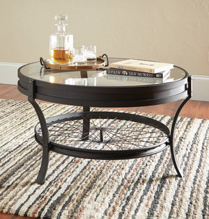 Traditional Round Glass Top Coffee Table Black