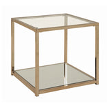 Contemporary End Table with Mirror Shelf Chocolate Chrome