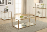 Contemporary End Table with Mirror Shelf Chocolate Chrome