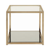 Contemporary End Table with Mirror Shelf Chocolate Chrome