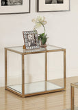 Contemporary End Table with Mirror Shelf Chocolate Chrome