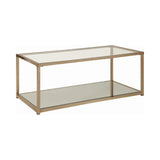 Contemporary Coffee Table with Mirror Shelf Chocolate Chrome