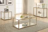 Contemporary Coffee Table with Mirror Shelf Chocolate Chrome